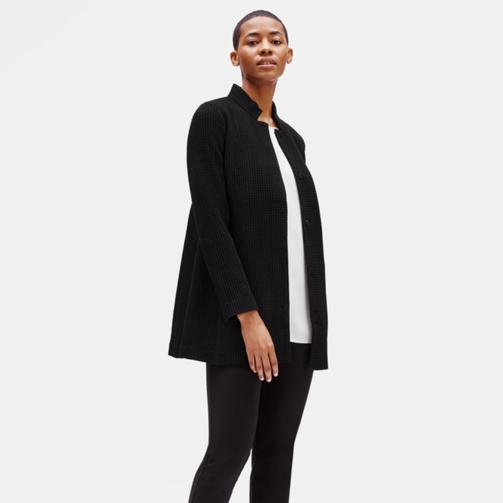 Eileen Fisher Stand Collar Waffle Knit Jacket